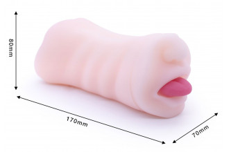 Телесный двусторонний мастурбатор - вагина и ротик