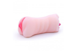 Телесный двусторонний мастурбатор - вагина и ротик