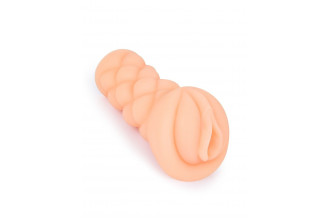 Телесный мастурбатор-вагина с вибропулей и эрекционными кольцами в комплекте