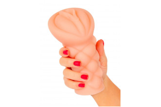 Телесный мастурбатор-вагина с вибропулей и эрекционными кольцами в комплекте