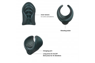 Серый сквозной мастурбатор с вибрацией Manwan Starter