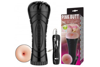 Мастурбатор-анус в колбе с 7 уровнями вибрации и выносным пультом Pink Butt