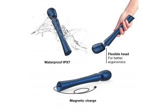 Синий вибромассажёр с насадками Man.wand Edgy