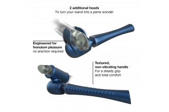 Синий вибромассажёр с насадками Man.wand Edgy