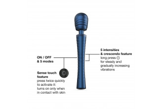 Синий вибромассажёр с насадками Man.wand Edgy