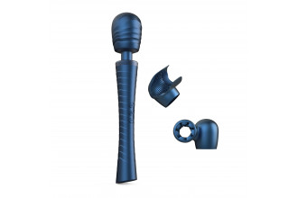 Синий вибромассажёр с насадками Man.wand Edgy