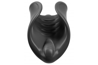 Чёрный мастурбатор Vibrating Silicone Stimulator с вибрацией