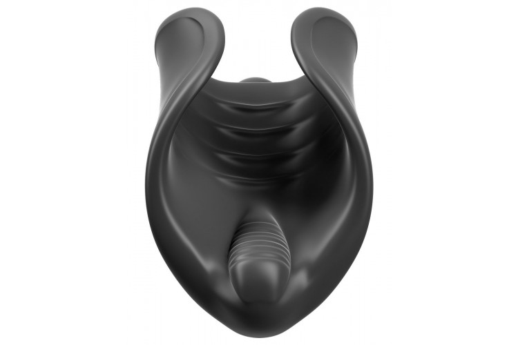Чёрный мастурбатор Vibrating Silicone Stimulator с вибрацией