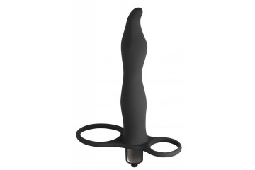 Черная вибронасадка для двойного проникновения Flirtini - 15,9 см.