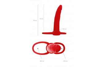 Красная насадка на пенис для двойного проникновения Black&Red - 16,5 см.