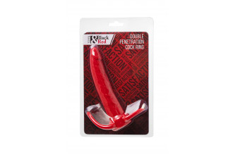 Красная насадка на пенис для двойного проникновения Black&Red - 16,5 см.