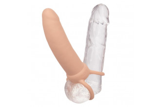 Телесная вибронасадка для двойного проникновения Rechargeable Thick Dual Penetrator - 14 см.