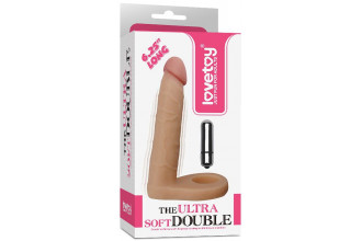 Телесная вибронасадка для двойного проникновения The Ultra Soft Double-Vibrating - 15,8 см.