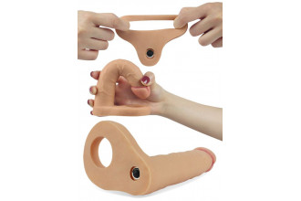 Телесная вибронасадка для двойного проникновения The Ultra Soft Double-Vibrating - 15,8 см.