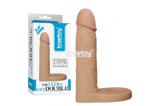 Телесная насадка The Ultra Soft Double для двойного проникновения - 14 см.