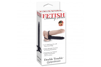 Черный страпон на пенис Double Trouble - 14 см.