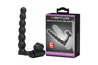 Черная насадка для двойной стимуляции Hercules Penis Sheath III - 15,3 см.