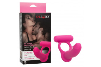Розовая насадка для двойного проникновения Silicone Rechargeable Double Diver