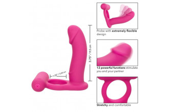 Розовая насадка для двойного проникновения Silicone Rechargeable Double Diver