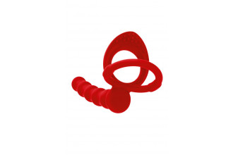 Красная насадка на пенис для двойного проникновения - 19,5 см.