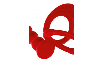 Красная насадка на пенис для двойного проникновения - 19,5 см.