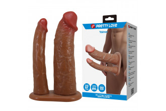 Реалистичная полая насадка на член для двойного проникновения Yairon - 17,5 см.