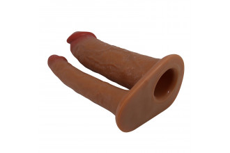 Реалистичная полая насадка на член для двойного проникновения Yairon - 17,5 см.