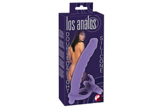 Фиолетовая насадка на пенис для двойной стимуляции Los Analos - 16 см.