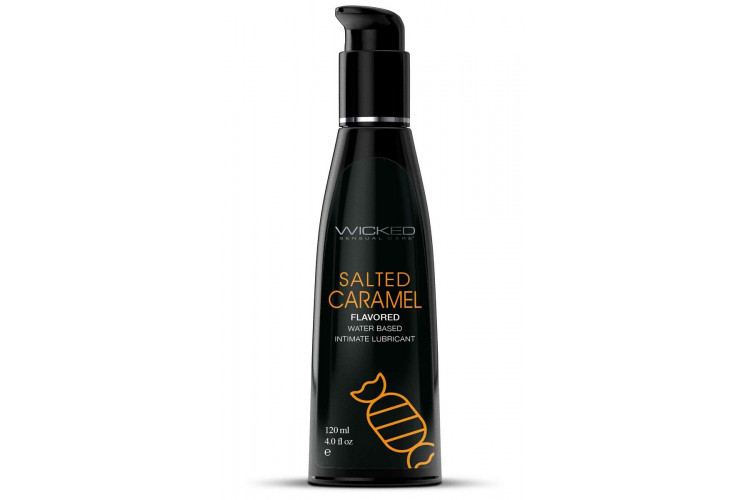 Лубрикант со вкусом соленой карамели Wicked Aqua Salted Caramel - 120 мл.