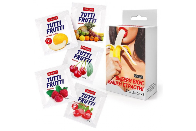 Набор из 5 саше съедобных смазок Tutti-Frutti Набор из 5 саше съедобных смазок Tutti-Frutti