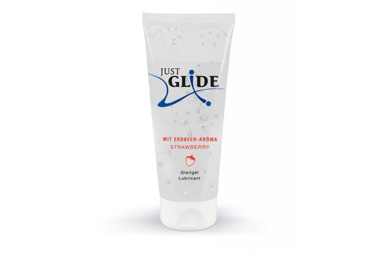Лубрикант на водной основе Just Glide Strawberry с ароматом клубники - 200 мл.