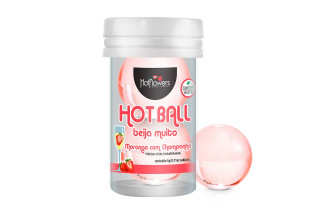 Лубрикант на масляной основе Hot Ball Beija Muito с ароматом клубники и шампанского (2 шарика по 3 гр.)