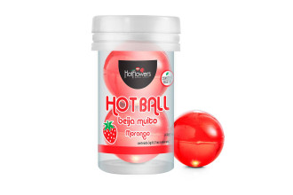 Лубрикант на масляной основе Hot Ball Beija Muito с ароматом клубники (2 шарика по 3 гр.)
