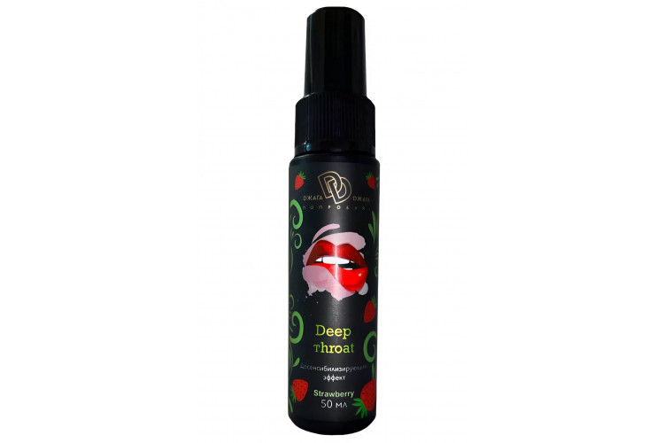 Спрей для горла Deep Throat с десенсибилизирующим эффектом и вкусом клубники - 50 мл.