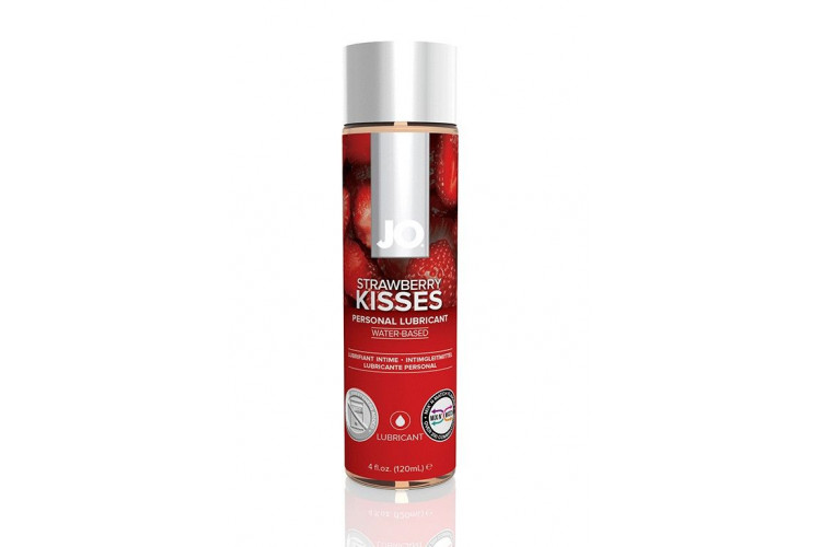Лубрикант на водной основе с ароматом клубники JO Flavored Strawberry Kisses - 120 мл.