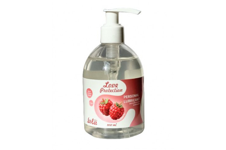 Лубрикант на водной основе Love Protection Raspberry с ароматом малины - 300 мл.