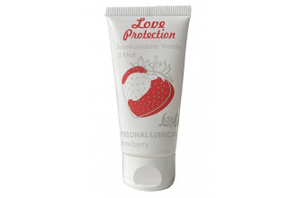 Лубрикант на водной основе с ароматом клубники Love Protection Strawberry - 50 мл.