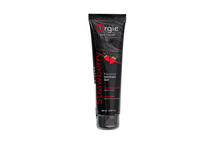 Интимный гель на водной основе Lube Tube Strawberry с клубничным вкусом - 100 мл.
