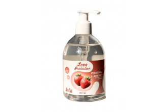 Лубрикант на водной снове Love Protection Strawberry с ароматом клубники - 300 мл.