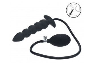 Черная анальная елочка с функцие расширения Beaded Inflatable Silicone Anal Plug