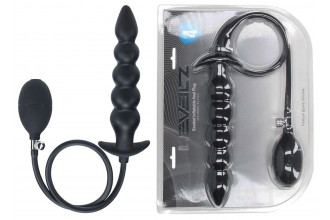 Черная анальная елочка с функцие расширения Beaded Inflatable Silicone Anal Plug