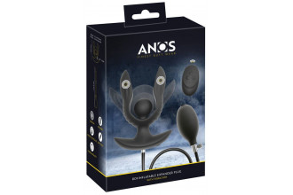 Черная расширяющаяся анальная пробка с вибрацией RC Inflatable Expander Plug with Vibration