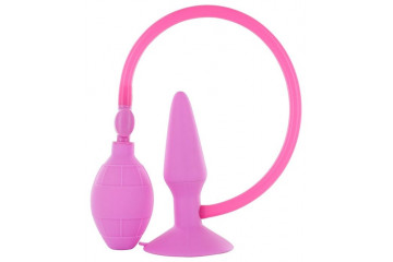 Розовая анальная пробка с расширением Inflatable Butt Plug Small - 10 см.