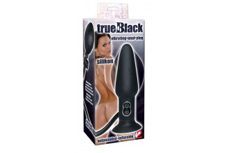 Анальный вибратор с функцией расширения True Black - 17 см.