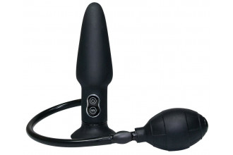 Анальный вибратор с функцией расширения True Black - 17 см.
