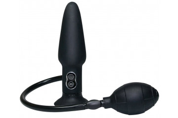 Анальный вибратор с функцией расширения True Black - 17 см.