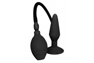 Чёрная анальная пробка с функцией расширения Small Inflatable Plug - 12,5 см.