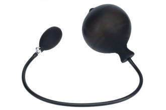 Черная анальная втулка с функцией расширения Ribbed Inflatable Silicone Anal Plug