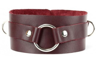 Бордовый широкий ошейник с кольцом Maroon Collar