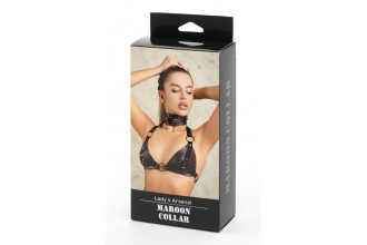 Бордовый широкий ошейник с кольцом Maroon Collar